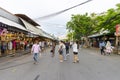 Crowd of tourist shopping in Chatuchak or Jatujak weekend market in Bangkok, Thailand. Royalty Free Stock Photo