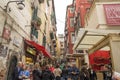 Crowd of tourists in the antique street - Via San Gregorio Armeno ,Naples