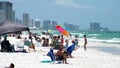 Crowd of tourists on the beach Royalty Free Stock Photo