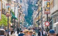 Crowd of tourists and locals walk along Corso Italia, main shopping street of Sorrento, Italy Royalty Free Stock Photo