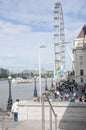 Crowd of Tourists at Londons South Bank Royalty Free Stock Photo