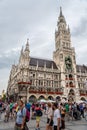 Crowd of tourists in Marienplatz in city centre of Munich