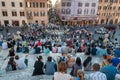 Crowd of tourists sitting on Spanish Steps popular Rome landmark Royalty Free Stock Photo
