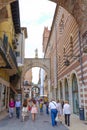 CROWD OF TOURISTS ON A STREETS OF VERONA