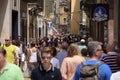 CROWD OF TOURISTS ON A STREETS OF VERONA