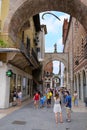 CROWD OF TOURISTS ON A STREETS OF VERONA