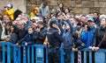 Public waiting to picture and see the royal spain family attending to an easter mass