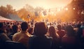 Crowd of unrecognizable audience attending live concert in evening time Royalty Free Stock Photo