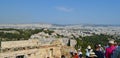 Crowd and unsafety going to Acropolis in Athens, Greece on June 16, 2017. Royalty Free Stock Photo