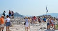 Crowd and unsafety going to Acropolis in Athens, Greece on June 16, 2017. Royalty Free Stock Photo