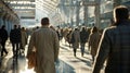 The Crowd in Urban Station. AI generated Royalty Free Stock Photo