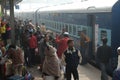 Crowd waiting the train in the Nizamuddin train station.