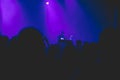 Crowd watching and photographing rock concert. Royalty Free Stock Photo