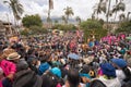 Crowd watching the reenacting of crucifixion in Ecuador