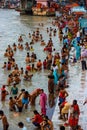 Haridwar, India - August 20, 2009: crowd in the water of Ganges for the rite of the sacred bath at Haridwar, Uttarakhand, India Royalty Free Stock Photo