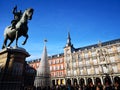 White Christmas tree in Plaza Mayor, main square, Madrid, Spain Royalty Free Stock Photo