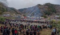 A crowd witnessing the fire-walkers