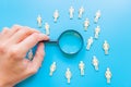 The crowd of wooden figures of people. Concept of business team. Labor collective. Teamwork. Employees. Human Resource Management Royalty Free Stock Photo