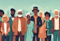 Crowd of young and elderly men and women in trendy hipster clothes Diverse group of stylish people standing together Society or Royalty Free Stock Photo