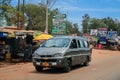 Crowded African Road with Local Ghana People in Kumasi city