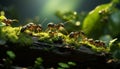 A crowded ant colony working together in nature generated by AI