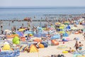 Crowded beach in Dziwnowek, one of the most visited summer spots Royalty Free Stock Photo