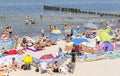 Crowded beach in Dziwnowek, one of the most visited summer spots Royalty Free Stock Photo