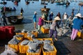 Crowded, beach, fish market, seafood, Vietnam Royalty Free Stock Photo