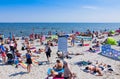 Crowded beach in Gdynia, Baltic sea, Poland