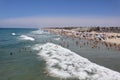 Crowded beach during a heatwave in Huntington Beach California Royalty Free Stock Photo