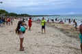 Crowded beach of Playa rancho Luna near Cinfuegos on Cuba