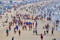 Crowded beach on a summer day Royalty Free Stock Photo