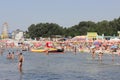 Crowded beach in the summer season Royalty Free Stock Photo