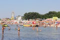 Crowded beach in the summer season Royalty Free Stock Photo