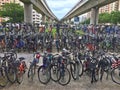 Crowded bicycle bay