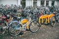 Crowded bicycle at Bicycle parking in Japan due to outbreak of the virus CoronavirusCovid-19 causes people to become more popula