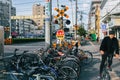 Crowded bicycle at Bicycle parking in Japan due to outbreak of the virus CoronavirusCovid-19 causes people to become more popula