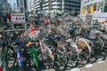 Crowded bicycle at Bicycle parking in Japan due to outbreak of the virus CoronavirusCovid-19 causes people to become more popula
