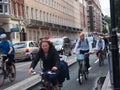 Crowded bike lane, London