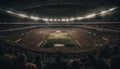 Crowded bleachers illuminate a large group of soccer enthusiasts playing generated by AI