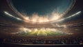 Crowded bleachers illuminate successful soccer championship celebration generated by AI