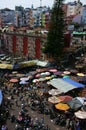 Crowded, busy scene at market on Viet Nam Tet Royalty Free Stock Photo