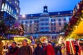 Crowded Christmas market Dresden square evening view Germany Royalty Free Stock Photo