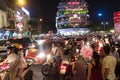 Crowded city center traffic road in Hanoi Royalty Free Stock Photo