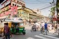 Crowded city street of Bara Bazar, a lively shopping district of Calcutta on a busy working day. Burrabazar, Kolkata West Bengal Royalty Free Stock Photo