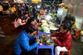 Crowded, Dalat night market, eating, street food
