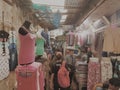 A crowded fabric market in Tanah Abang.