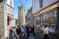 Crowded high street leading to St La`s church in St Ives, Cornwall, UK Royalty Free Stock Photo