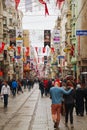 Crowded istiklal street with tourists in Istanbul