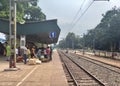 crowded Jhargram railway station, West Bengal, india
